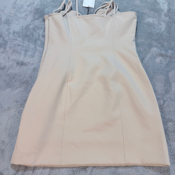 ZARA Cream V Neck Spaghetti Strap Sweetheart Mini Dress Size L - Picture 11 of 13
